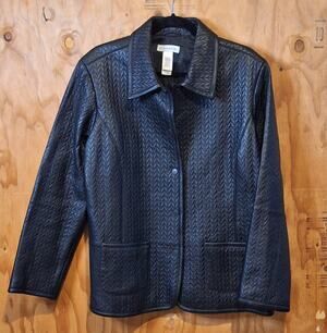Elisabeth Leather Suit Jacket Blazer Women 1X Collared Quilted Corpcore GirlBoss